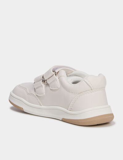 Tennis basses barefoot &agrave; scratchs creme fille