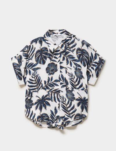 Chemise nou&eacute;e manches courtes gaze coton ecru femme