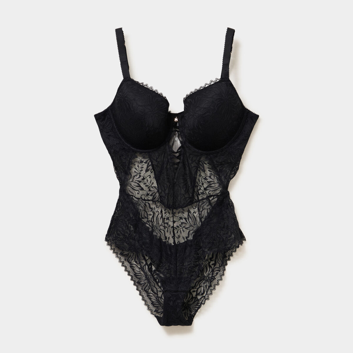 Body en dentelle avec la&ccedil;age noir femme grande taille