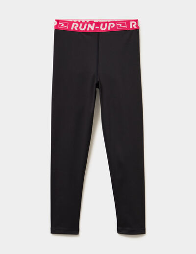 Legging stretch taille &eacute;lastiqu&eacute;e noir fille