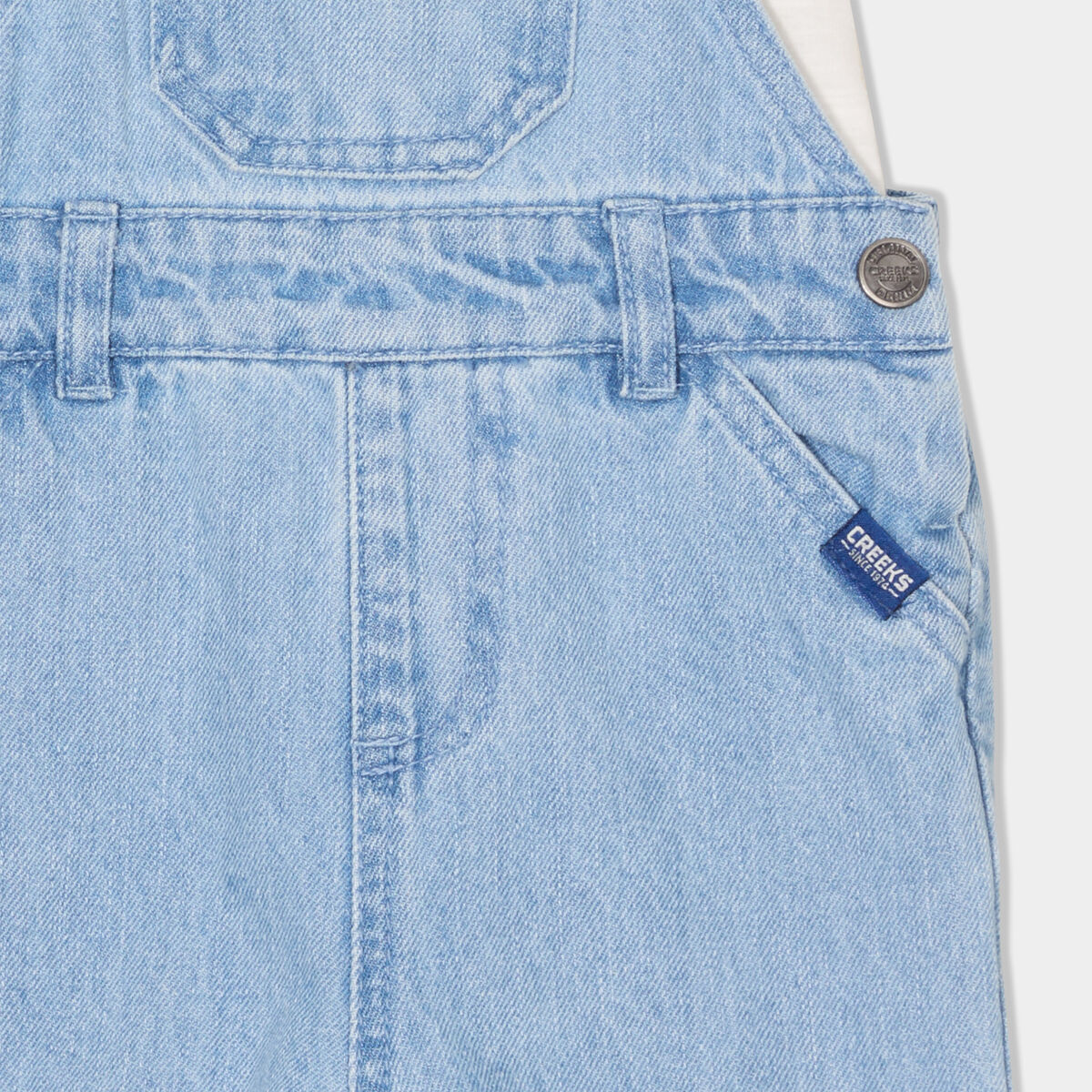 Ensemble 2 pi&egrave;ces salopette jean Creeks denim bleach b&eacute;b&eacute; gar&ccedil;on