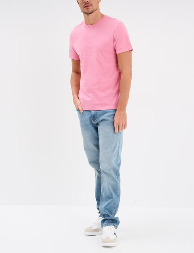 T-shirt droit en coton manches courtes rose homme