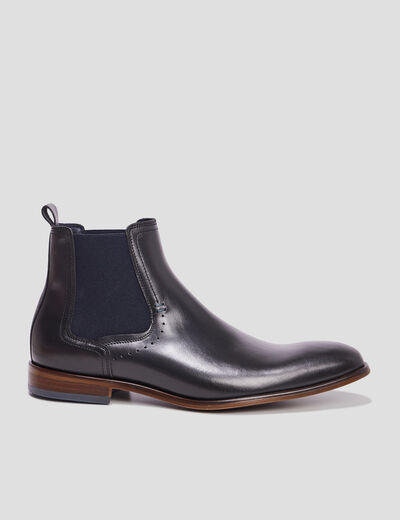 Boots chelsea en cuir noir homme