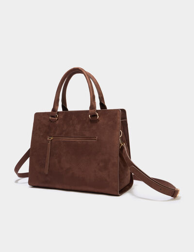 Sac &agrave; main avec boucle devant marron fonc&eacute; femme