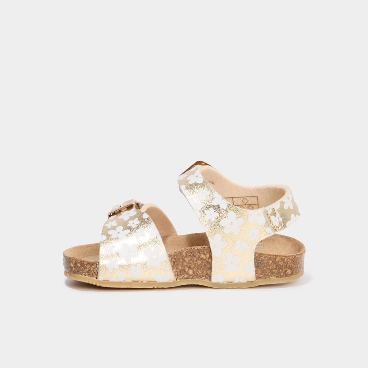 Sandales avec boucles jaune or bébé fille