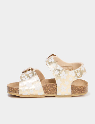 Sandales avec boucles jaune or bébé fille