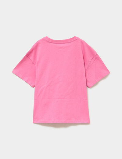 T-shirt manches courtes coton rose fille