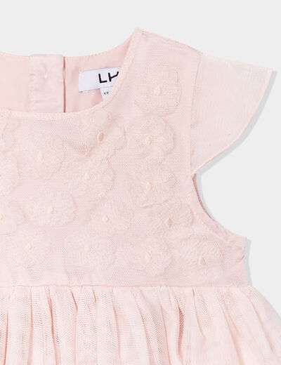 Robe cérémonie en dentelle évasée rose clair bébé fille