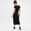 Robe longue droite côtelée Liberto noir femme