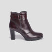 Bottines à talons avec boucles en cuir bordeaux femme