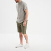 Chemise col mao manches courtes vert kaki homme