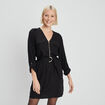 Robe trap&egrave;ze ceintur&eacute;e noir femme