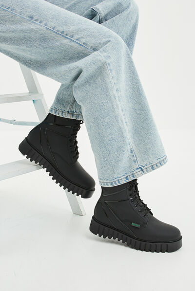Bottines en cuir Kickers Kickfab noir femme
