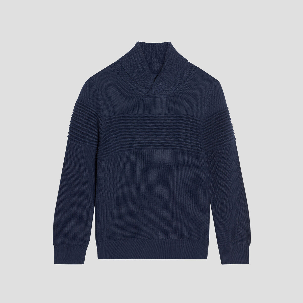 Pull avec col châle bleu marine garçon