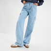 Jeans cargo large coton denim triple stone femme