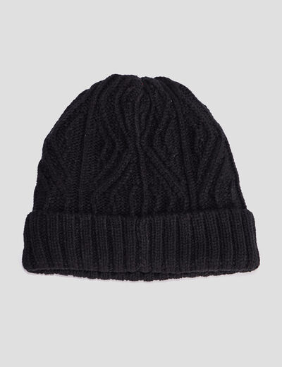 Bonnet à torsades noir homme