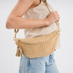 Sac banane effet tressé sable femme