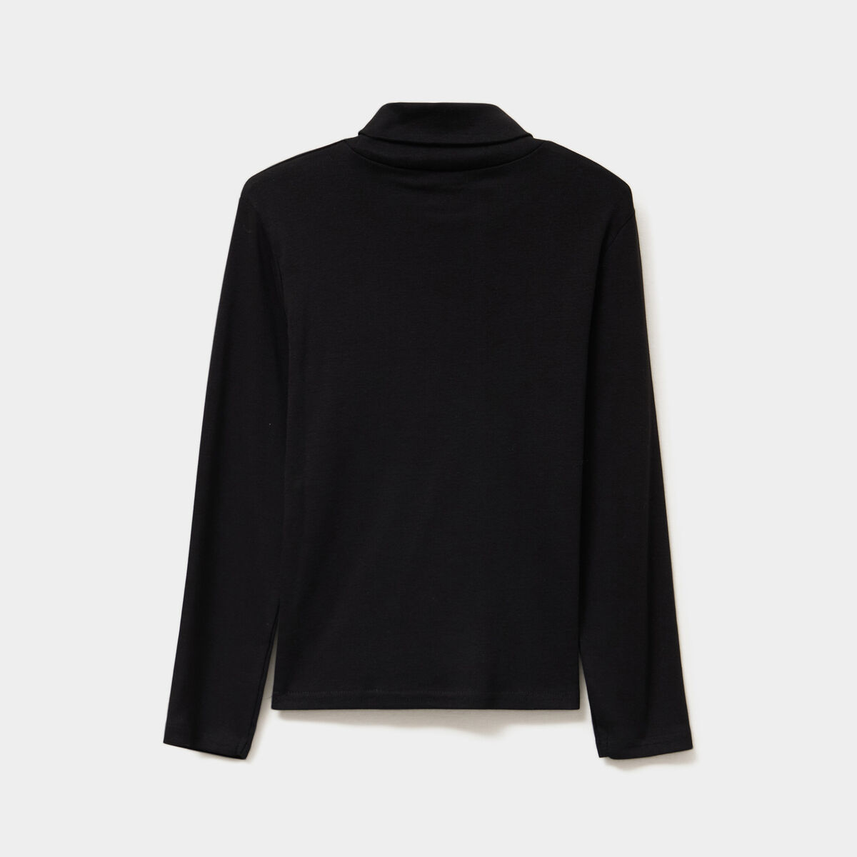 T-shirt coton col roul&eacute; manches longues noir gar&ccedil;on