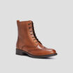 Bottines en cuir détails perforés camel fille