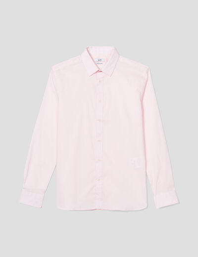 Chemise effet stretch manches longues rose clair homme
