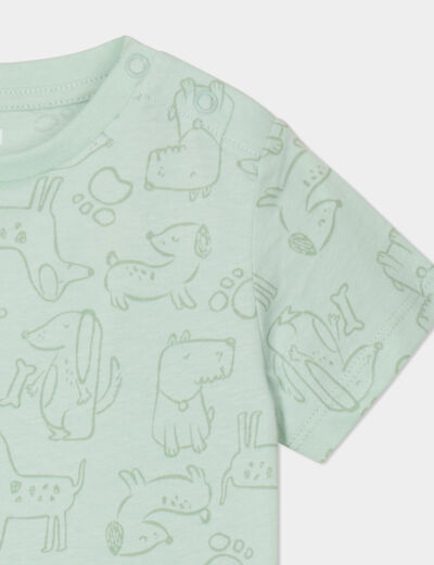 T-shirt manches courtes coton vert clair bébé garçon