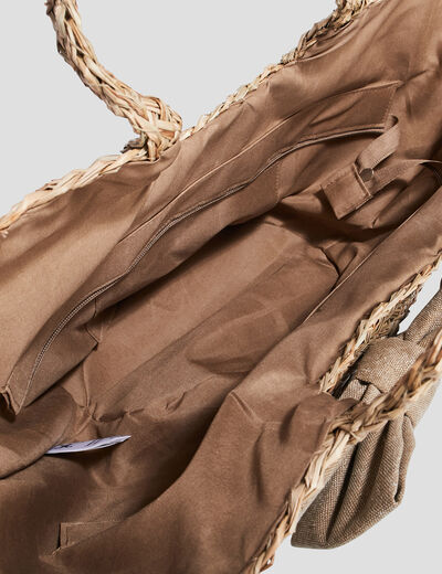 Sac panier tressé ecru femme