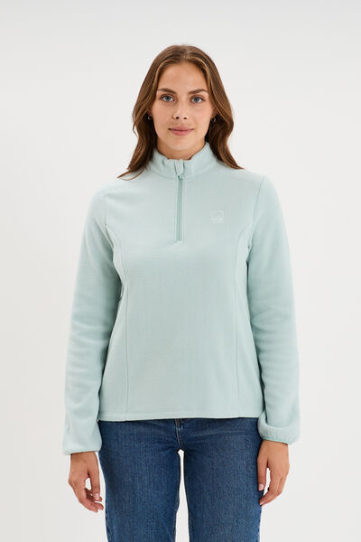 Sweat polaire col camionneur bleu gris femme