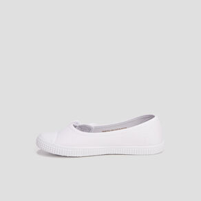 Ballerines en toile avec noeuds blanc femme