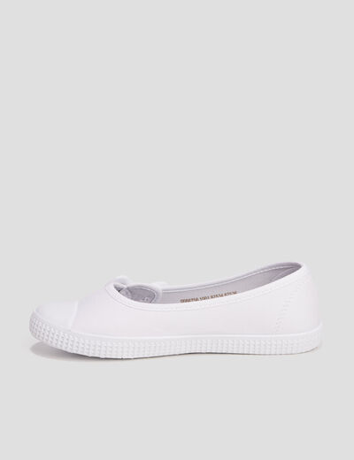 Ballerines en toile avec noeuds blanc femme