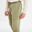 Pantalon jogging cargo poches latérales vert kaki homme
