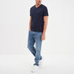 T-shirt manches courtes coton col V bleu marine homme