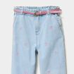 Jean mom brodé avec ceinture denim triple stone fille