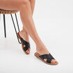 Mules brides larges croisées noir femme