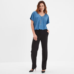 t shirt col en v bijou mosquitos bleu fonce femme T-shirt col en V bijou Mosquitos bleu foncé femme