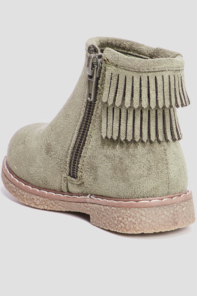 Bottines franges vert kaki b&eacute;b&eacute; fille