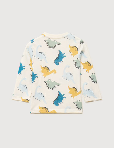 T-shirt manches longues coton ecru b&eacute;b&eacute; gar&ccedil;on