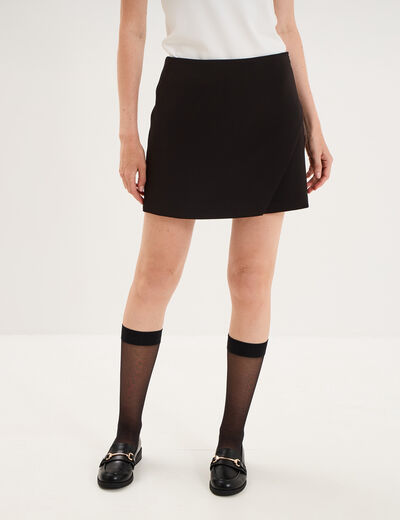 Jupe-short portefeuille courte noir femme