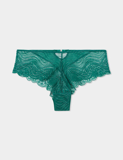 Shorty en dentelle vert foncé femme