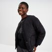 Doudoune boutonnée col rond noir femme