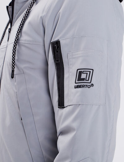 Veste bomber droite à capuche amovible gris clair homme