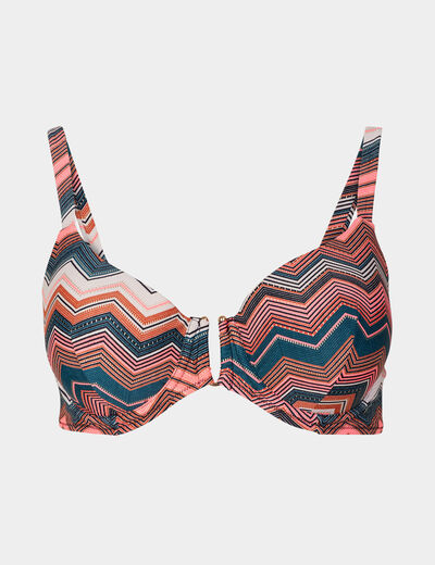 Haut de maillot de bain forme corbeille bleu pétrole femme grande taille