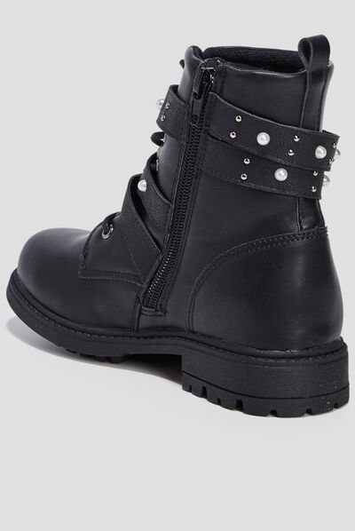 Bottines avec brides cloutées noir fille