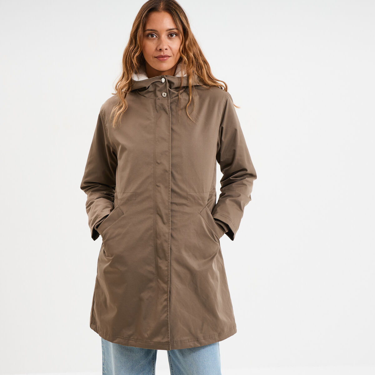 Parka 3-en-1 gilet fourr&eacute; marron fonc&eacute; femme
