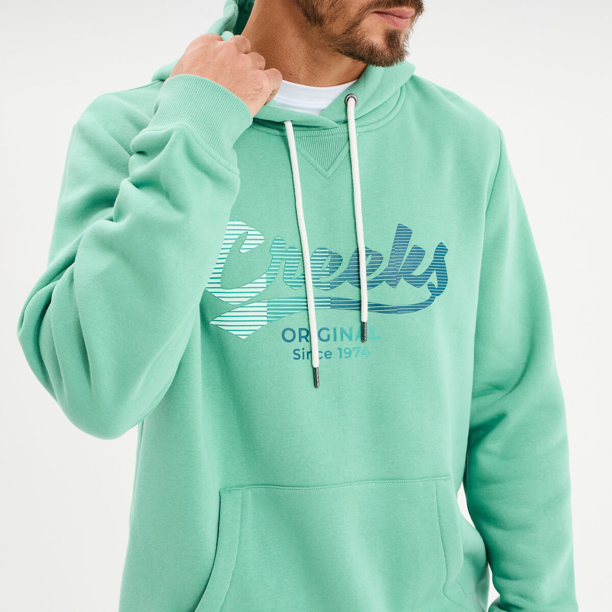 Sweat hoodie molleton1 poche vert menthe homme