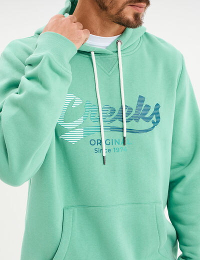 Sweat hoodie molleton1 poche vert menthe homme