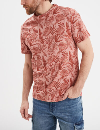 T-shirt manches courtes col rond terracotta homme