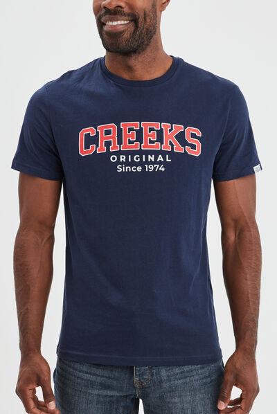 T-shirt manches courtes coton Creeks bleu marine homme