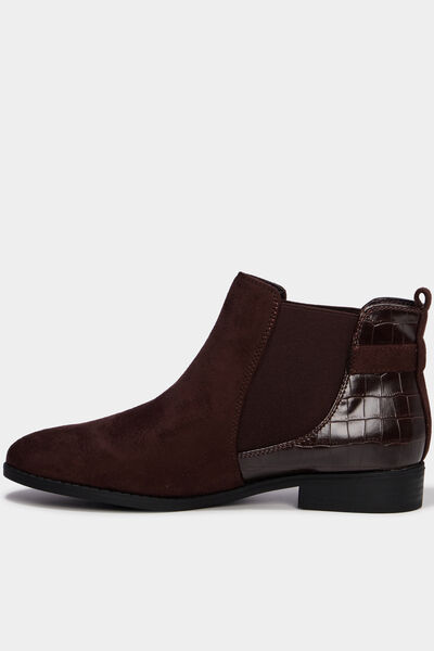 Boots &agrave; talons et boucles marron fonc&eacute; femme