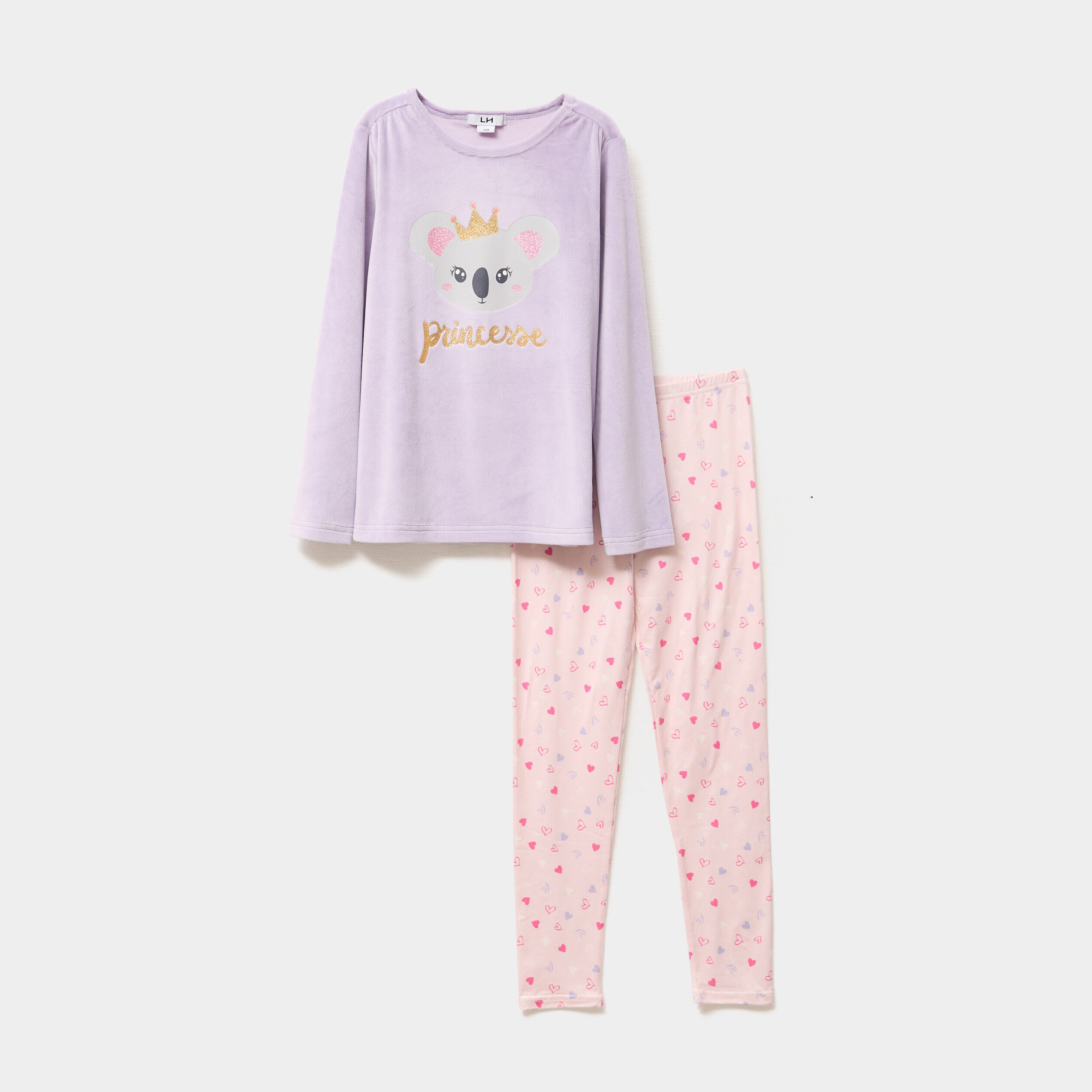 Ensemble pyjama legging et t-shirt violet clair fille LH