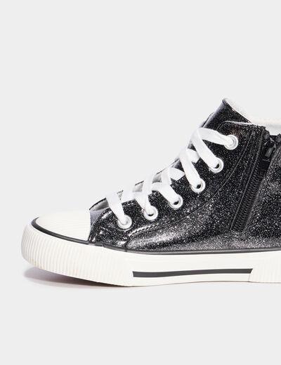 Baskets montantes zipp&eacute;es bout renforc&eacute; noir fille